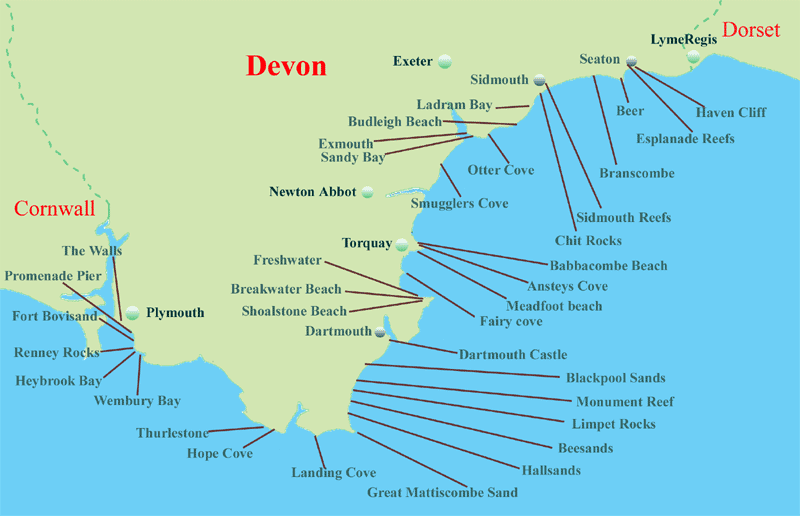 Start Point Devon Map Summary's Of Dive Sites & Map - Shoredive